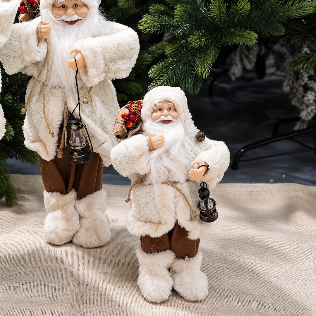 Fenerli Polarlı Noel Baba Bej 30 cm