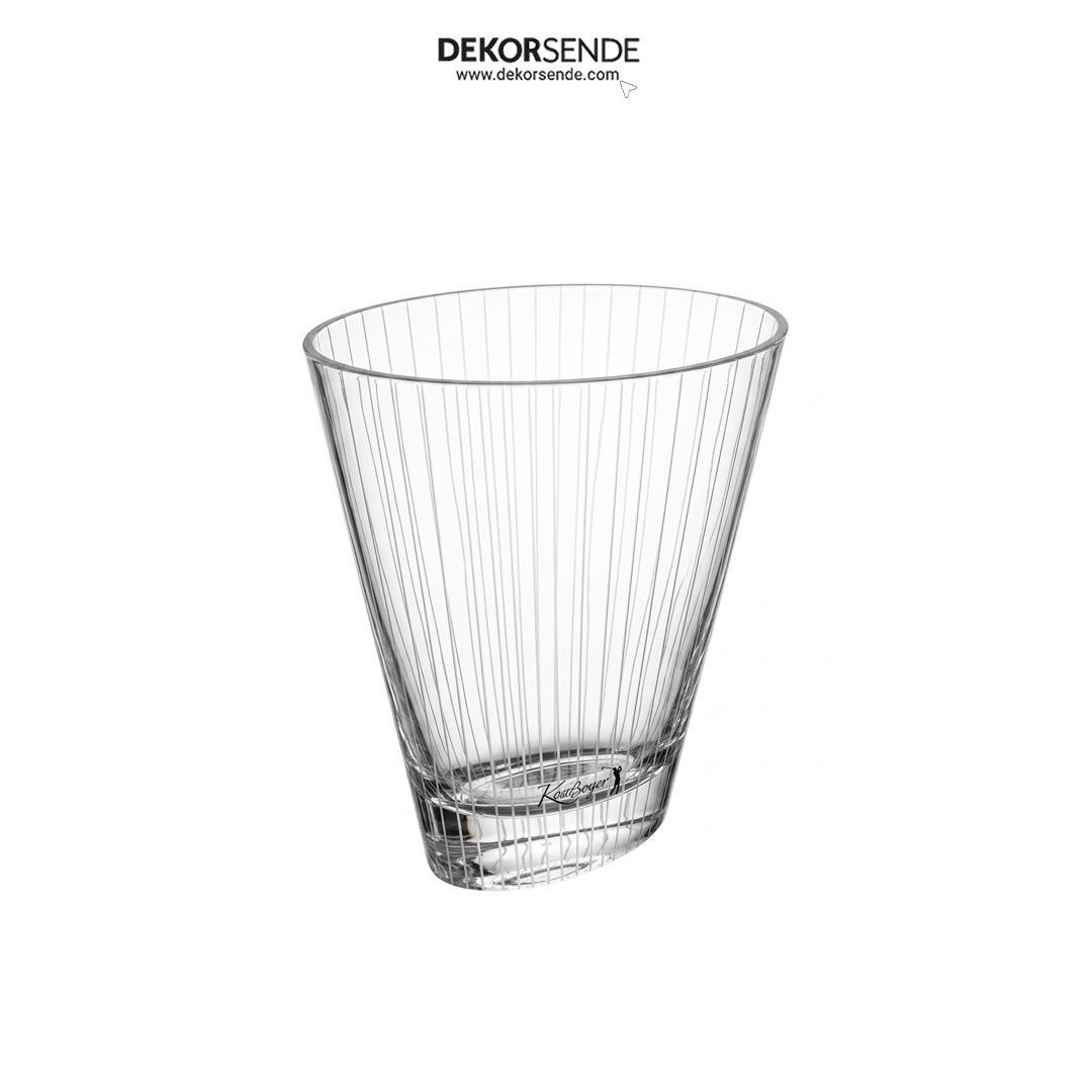 Cam Vazo Konik Gravürlü İnce Şeffaf 28 cm
