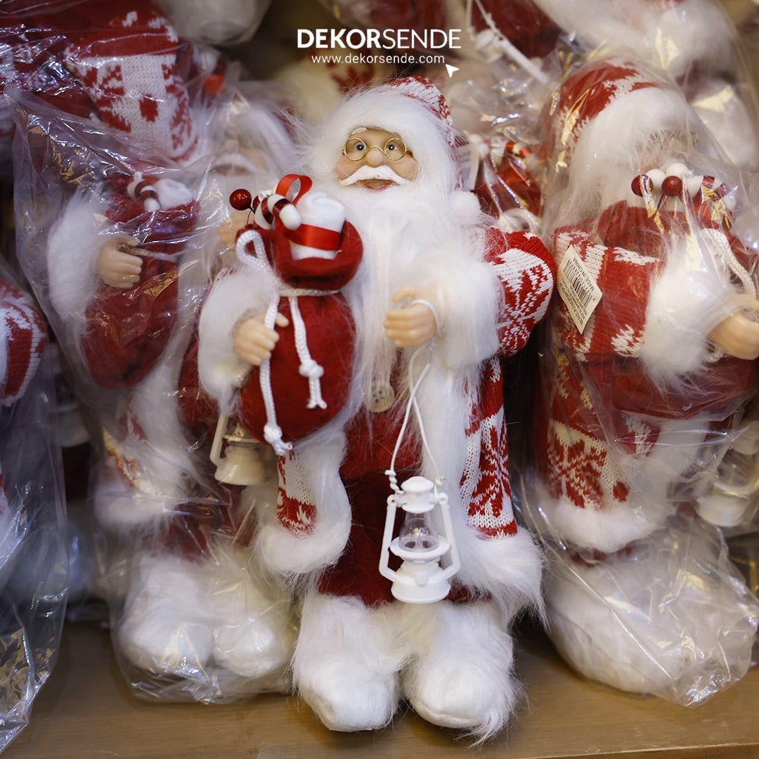 Kazaklı Noel Baba Kırmızı Beyaz 30 cm