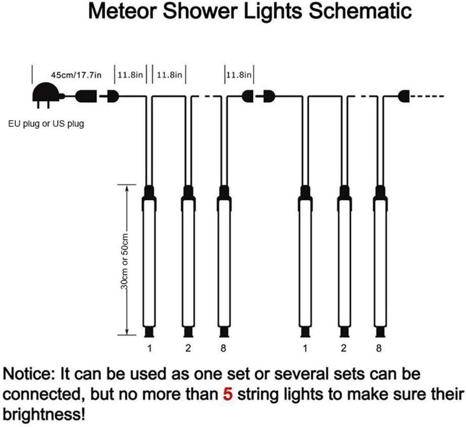 Meteor Kayan Yağmur Işık Led Dış Mekan 8 Tüp Beyaz 50 cm