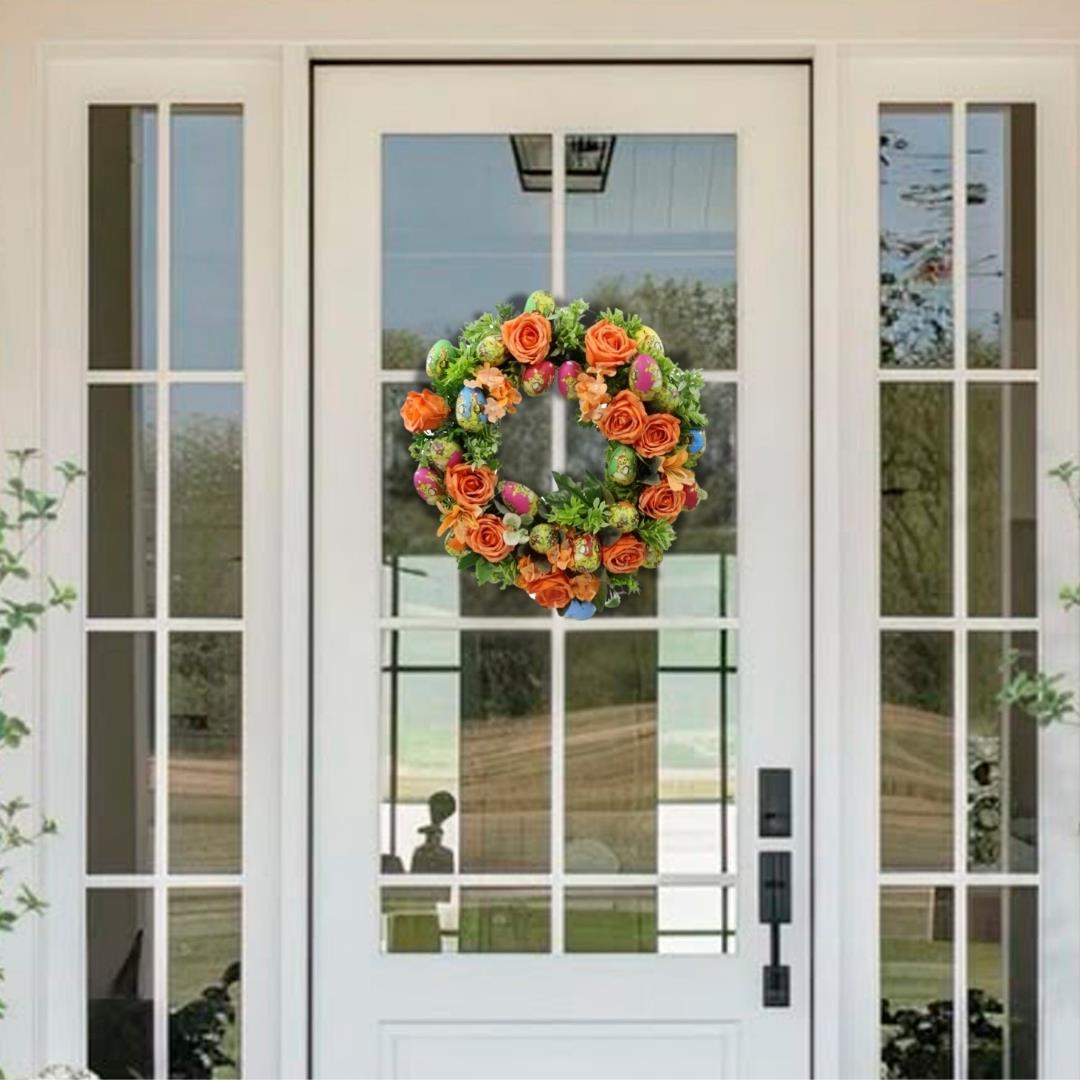 Paskalya Temalı Yumurtalı Çember Kapı Süsü 60 cm