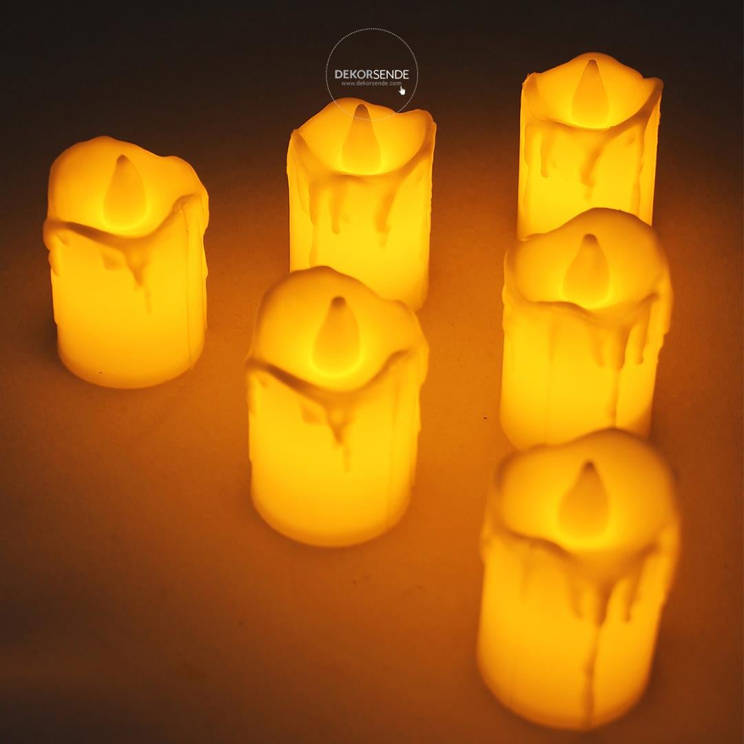 Pilli Kütük Mum 1 adet 5 cm