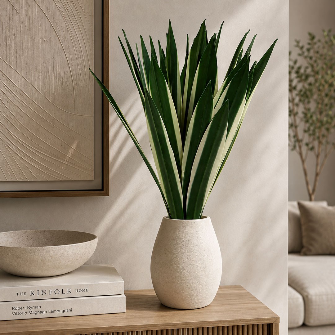 Saksısız Yapay Ağaç Agave Alacalı Yeşil 55 cm