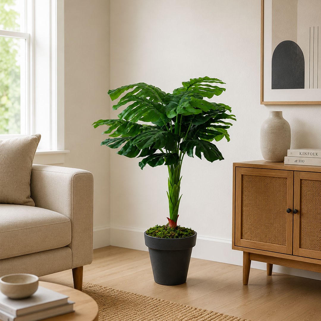 Saksısız Yapay Monstera (Deve Tabanı) Ağaç Yeşil 120 cm