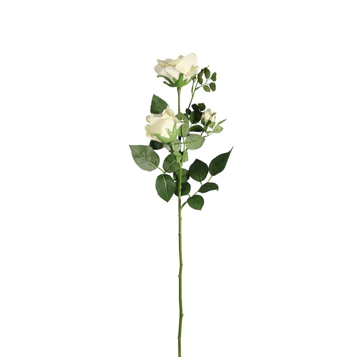 Yapay 3 Kafalı Açmış Gül Dal Krem 68 cm
