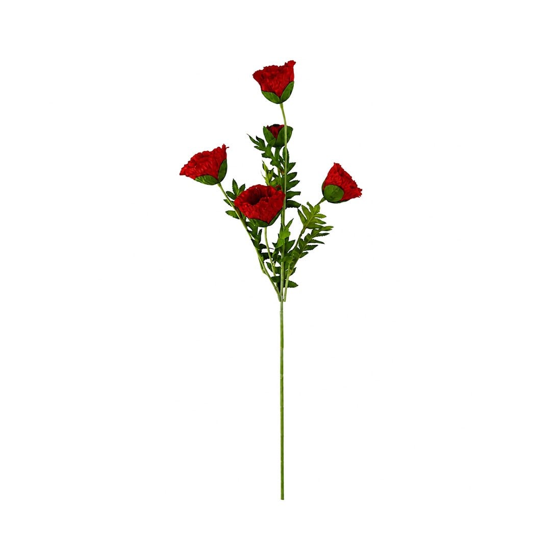Yapay Anemon (Gelincik) Çiçeği Dal Kırmızı 105 cm