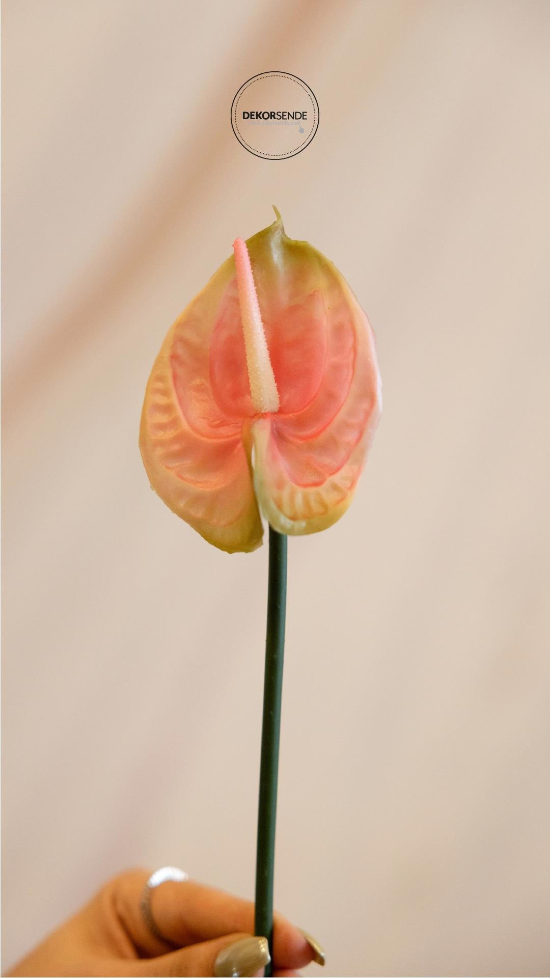 Yapay Antoryum Çiçeği Canlı Dokunuş Pembe 40 cm