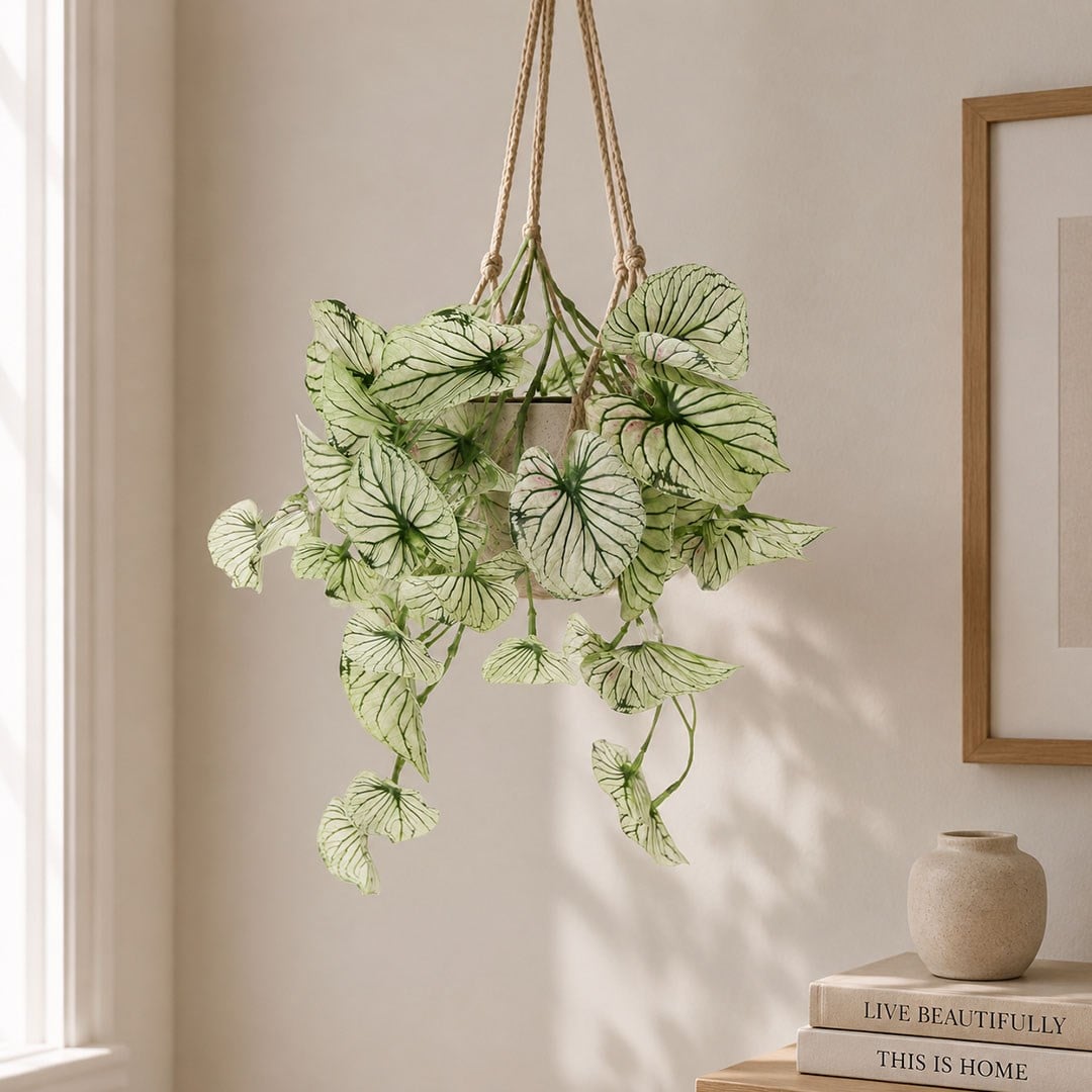Yapay Caladium Sarmaşık Demet Açık Yeşil 40 cm