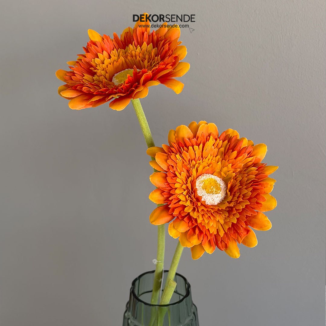 Yapay Çiçek Gerbera Dal Turuncu 60 cm
