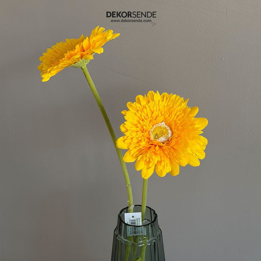 Yapay Gerbera Çiçeği Dal Sarı 60 cm