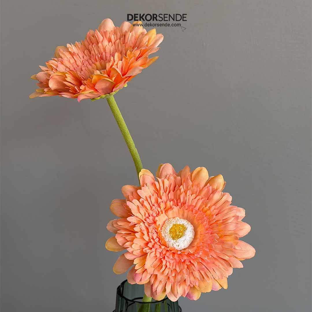 Yapay Gerbera Çiçeği Dal Somon 60 cm