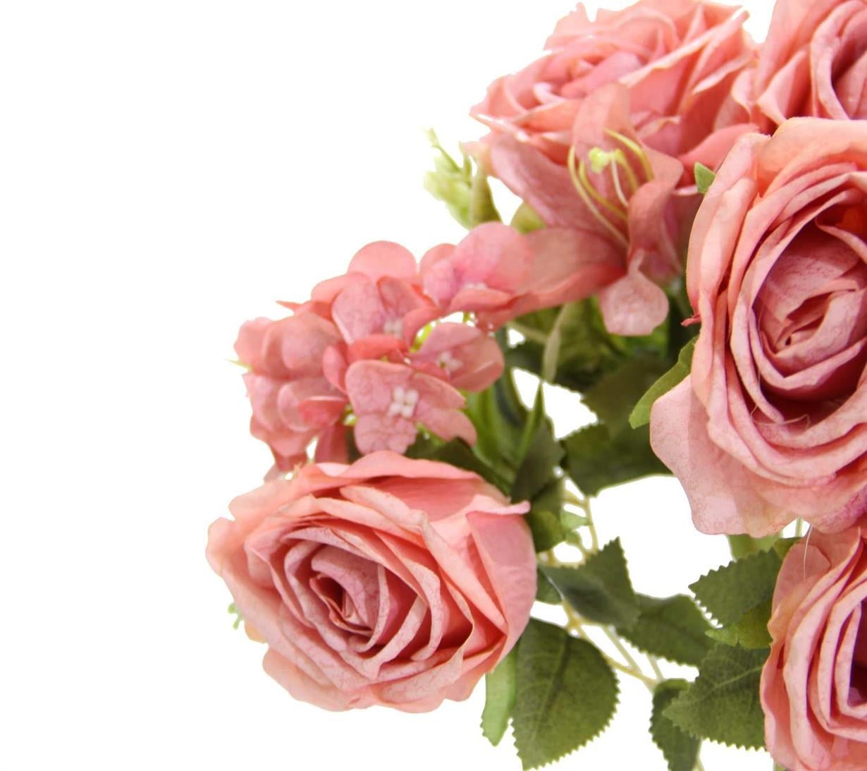 Yapay Gül Lilyum Ortanca Demet Koyu Pembe 49 cm