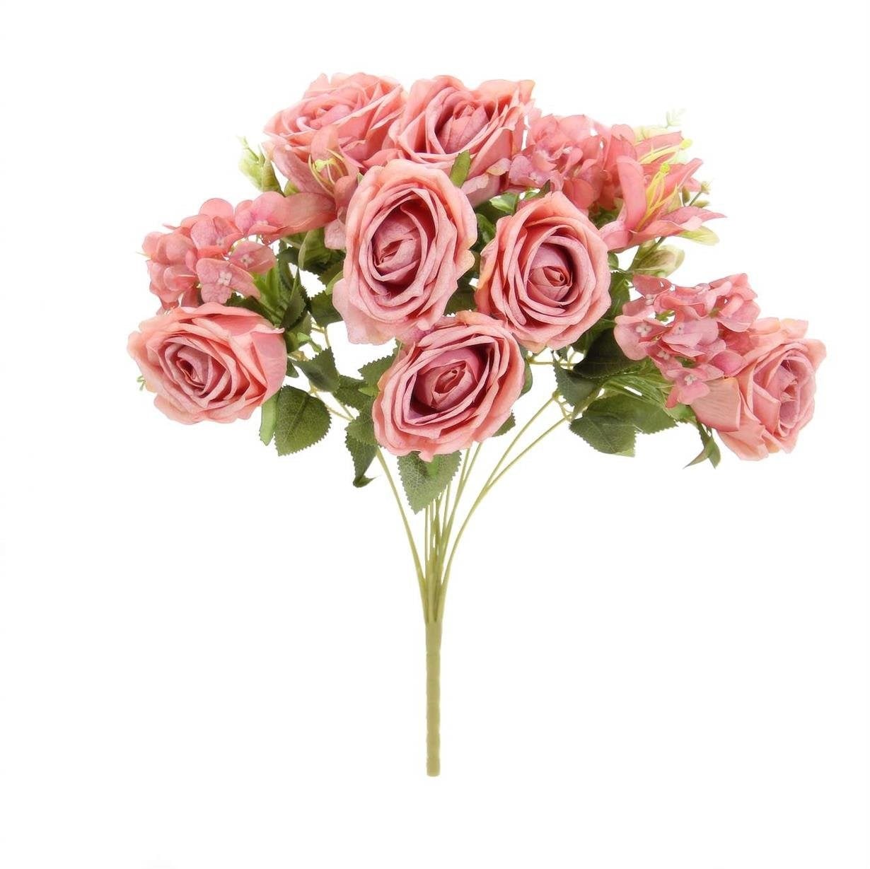 Yapay Gül Lilyum Ortanca Demet Koyu Pembe 49 cm