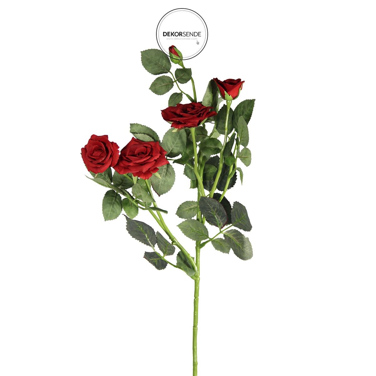 Yapay Mini Çardak Gül Dalı Kırmızı 74 cm