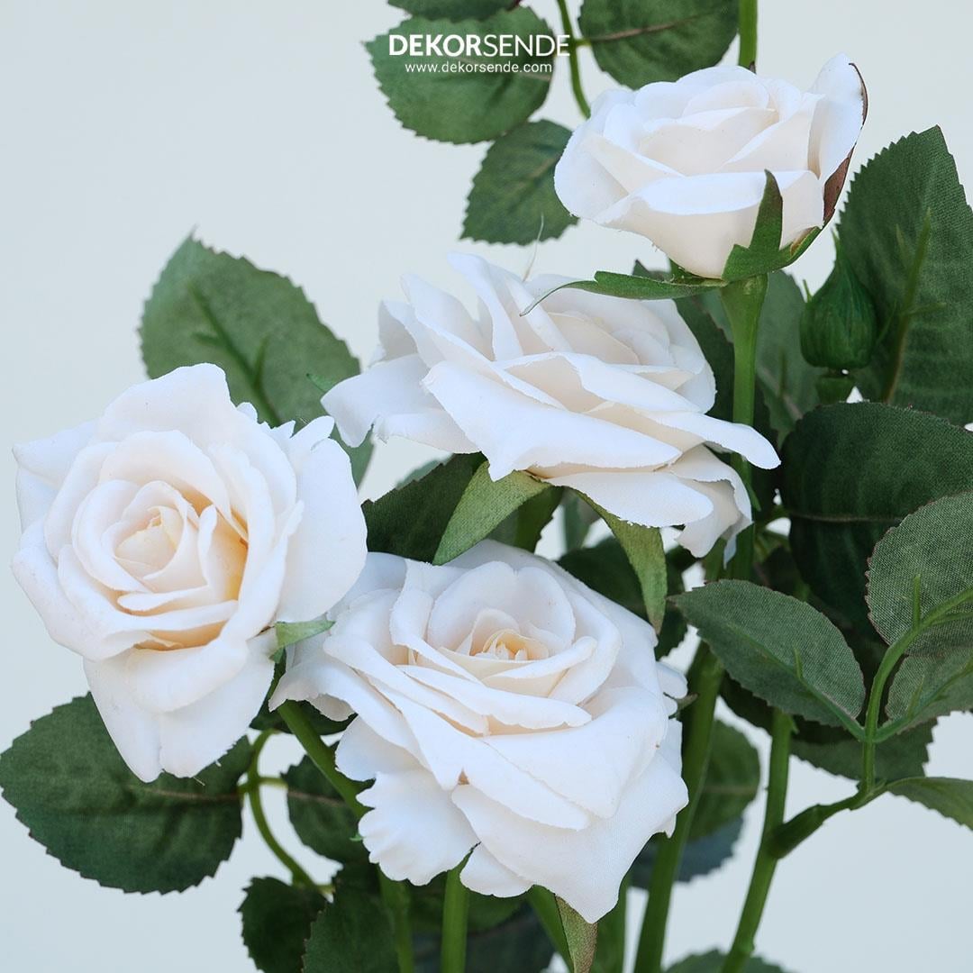 Yapay Mini Çardak Gül Dalı Krem 74 cm