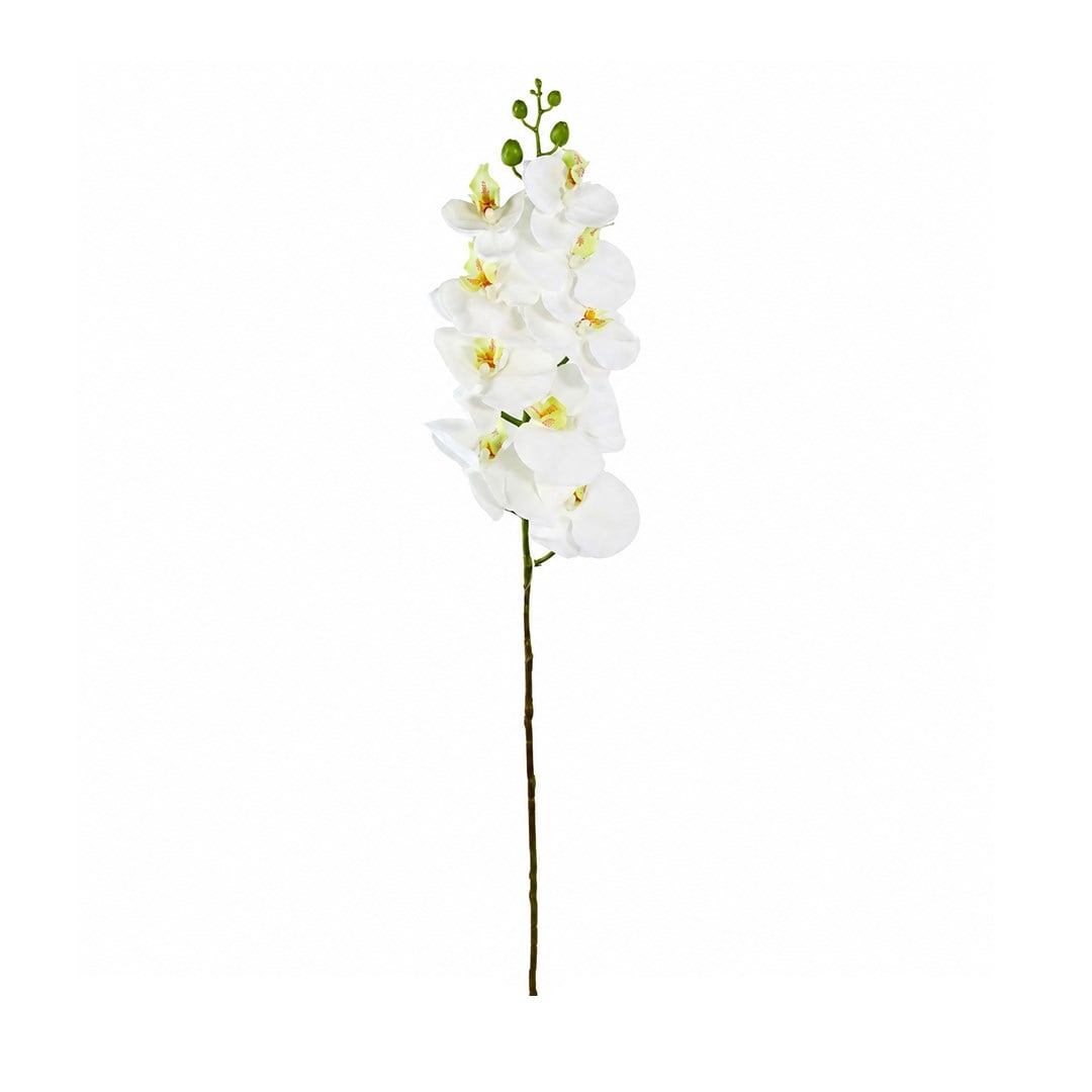 Yapay Orkide Dal 9 Kafa Beyaz Sarı 95 cm