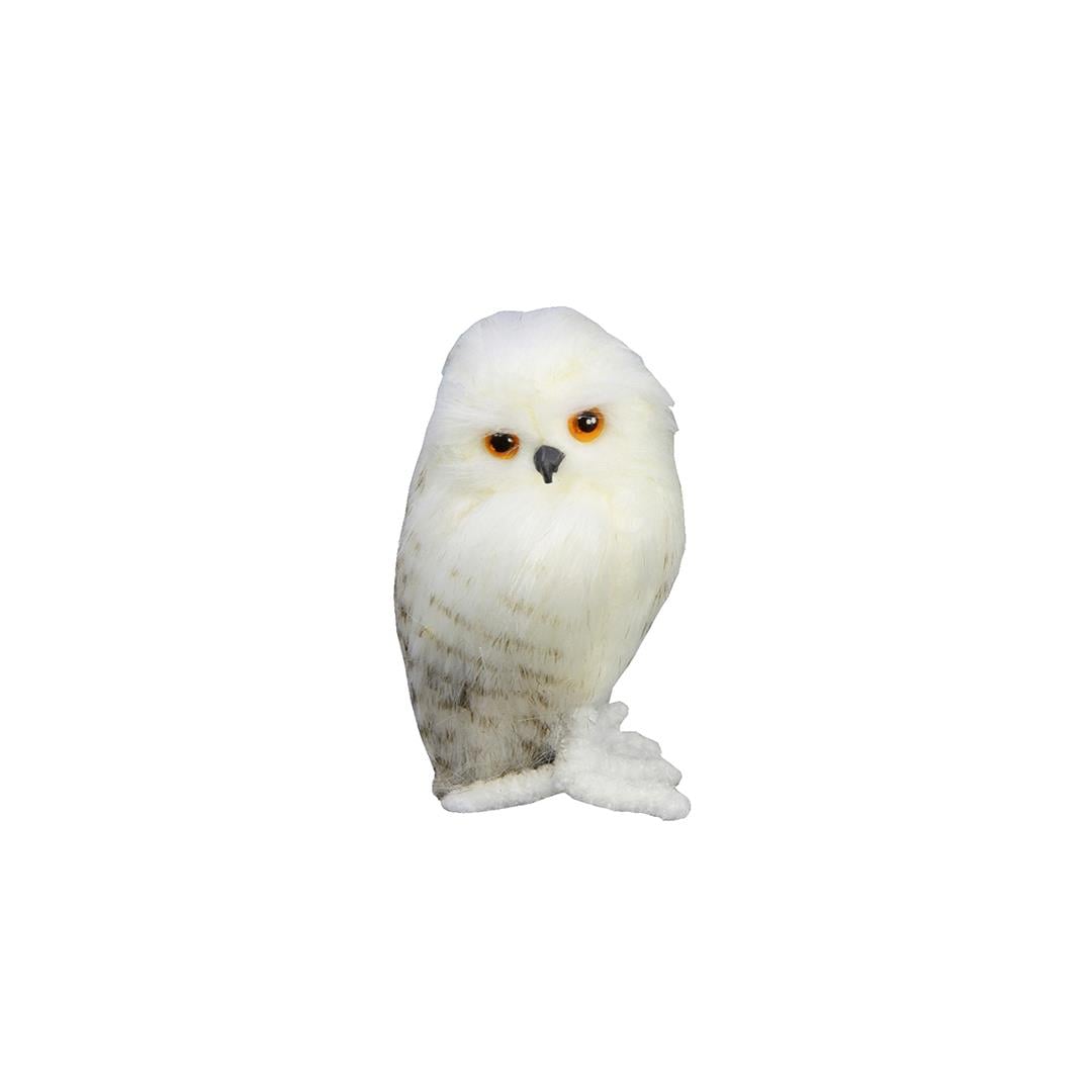 Yapay Tüylü Baykuş Beyaz 10 cm