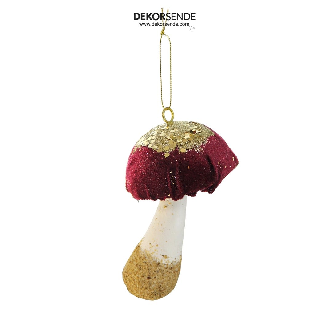 Yılbaşı Ağaç Süsü Mantar Bordo 13 cm