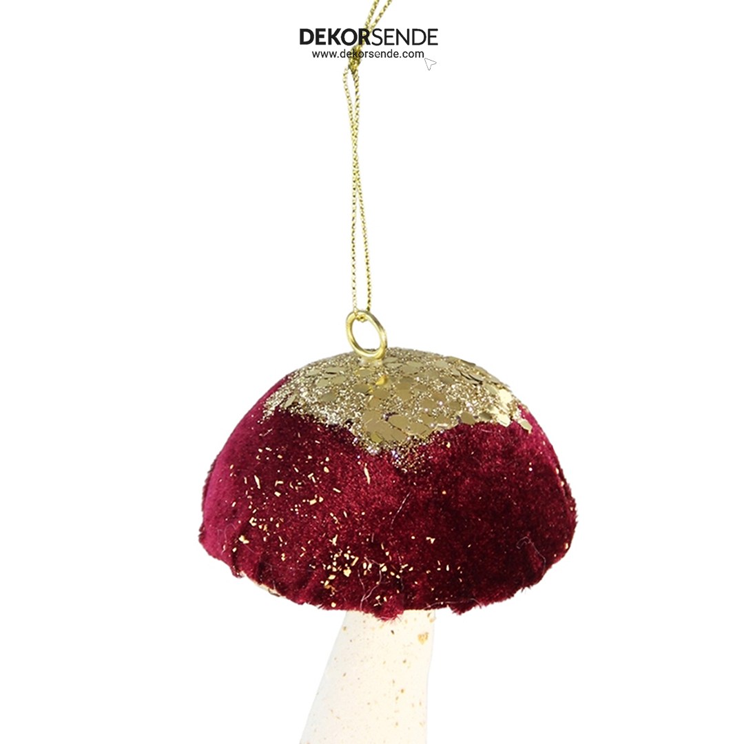 Yılbaşı Ağaç Süsü Mantar Bordo 13 cm