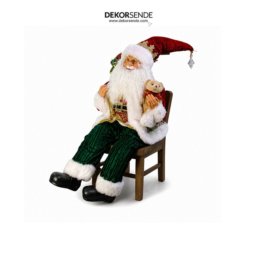 Yılbaşı Ayakları Sallanan Oturan Noel Baba 55 cm