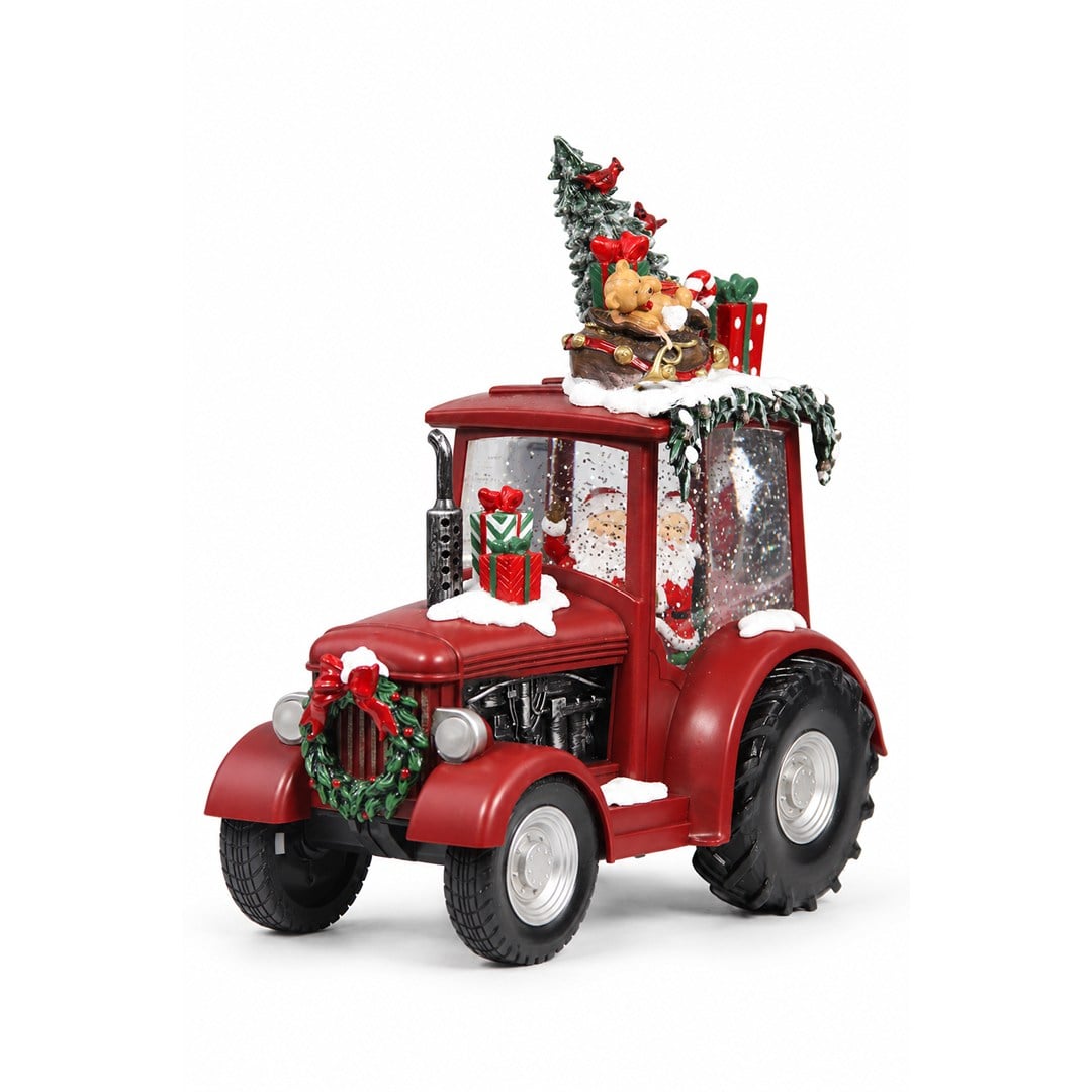 Yılbaşı Kar Küresi Traktörlü Noel Baba Model 22x25 cm