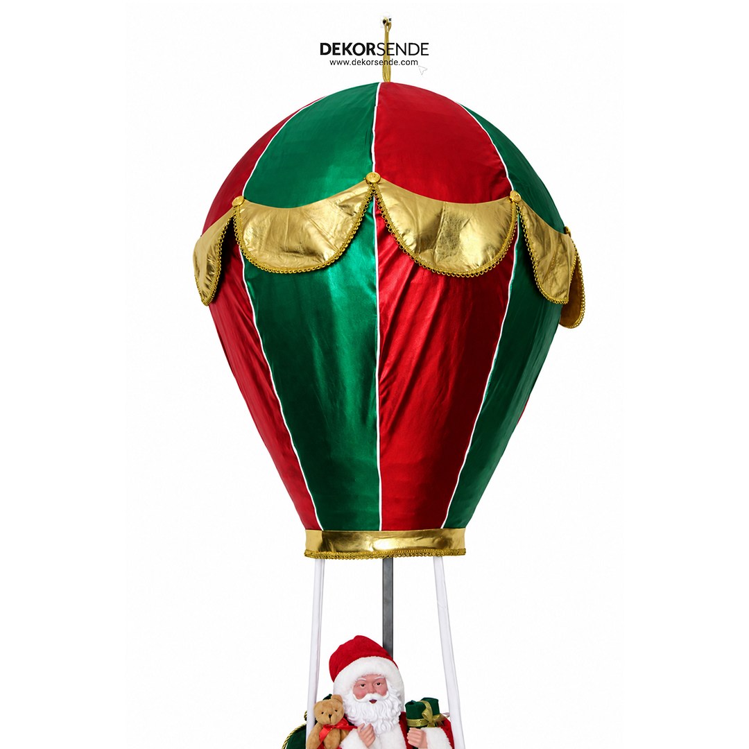 Yılbaşı Noel Baba Balonda Kırmızı Yeşil 150 cm