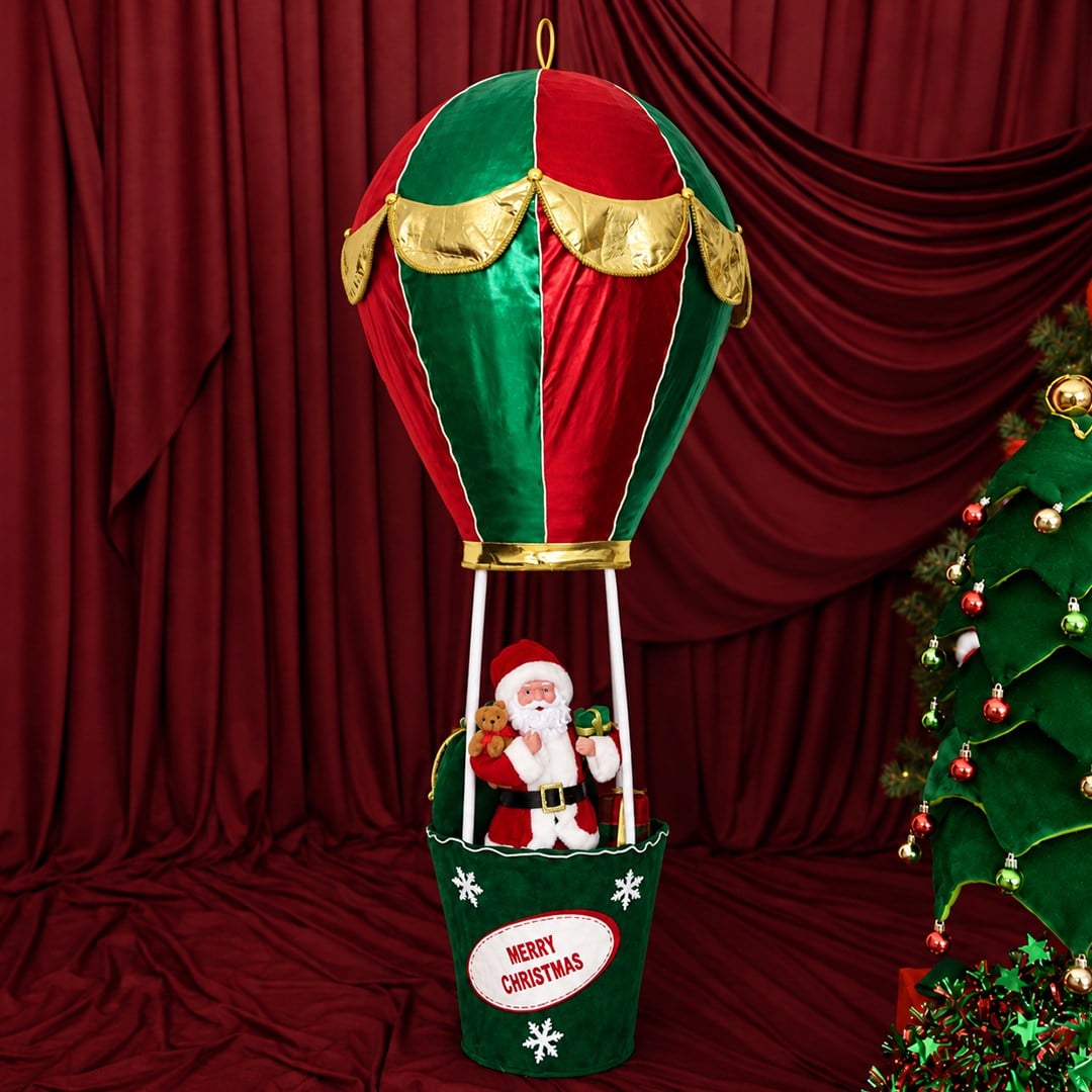 Yılbaşı Noel Baba Balonda Kırmızı Yeşil 150 cm
