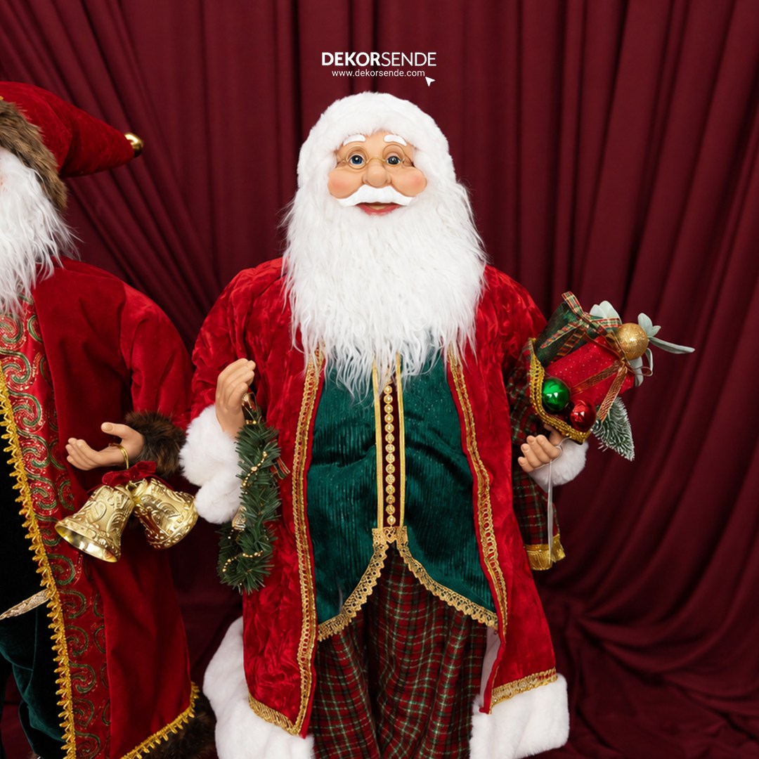 Yılbaşı Noel Baba Ekose Pantolonlu Lüks 90 cm