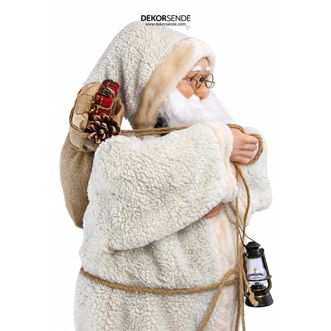 Yılbaşı Noel Baba Kürklü Bej 90 cm