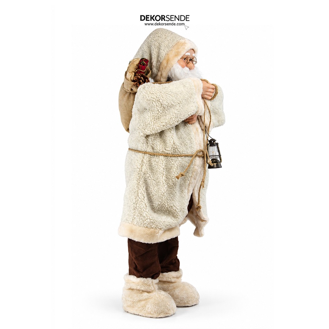 Yılbaşı Noel Baba Kürklü Bej 90 cm