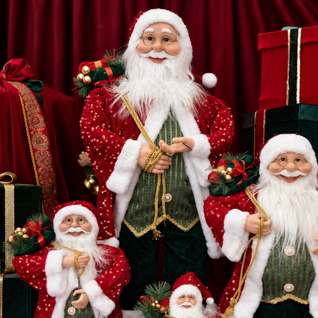 Yılbaşı Noel Baba Payetli Pullu Kırmızı 90 cm