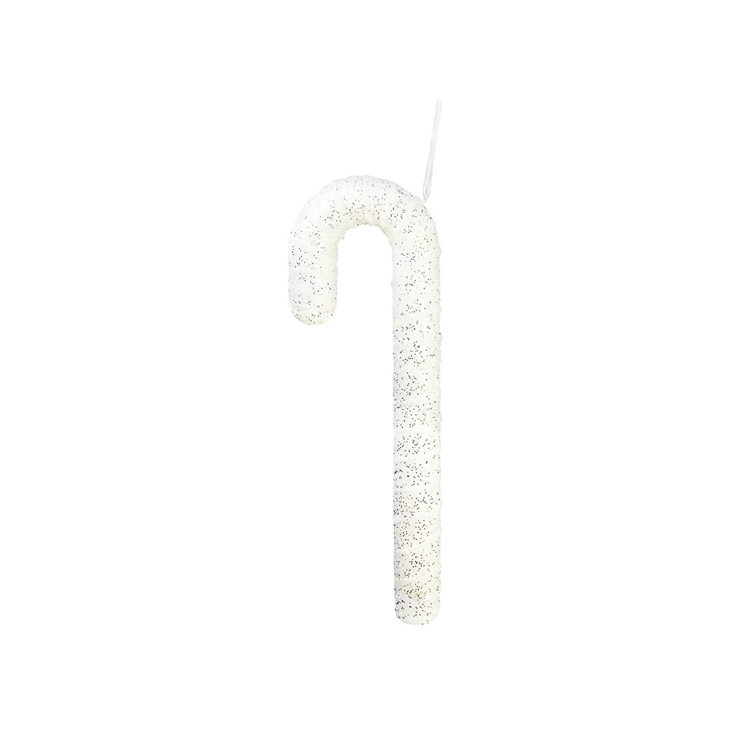 Yılbaşı Süs Gri Pullu Baston Beyaz 33 cm