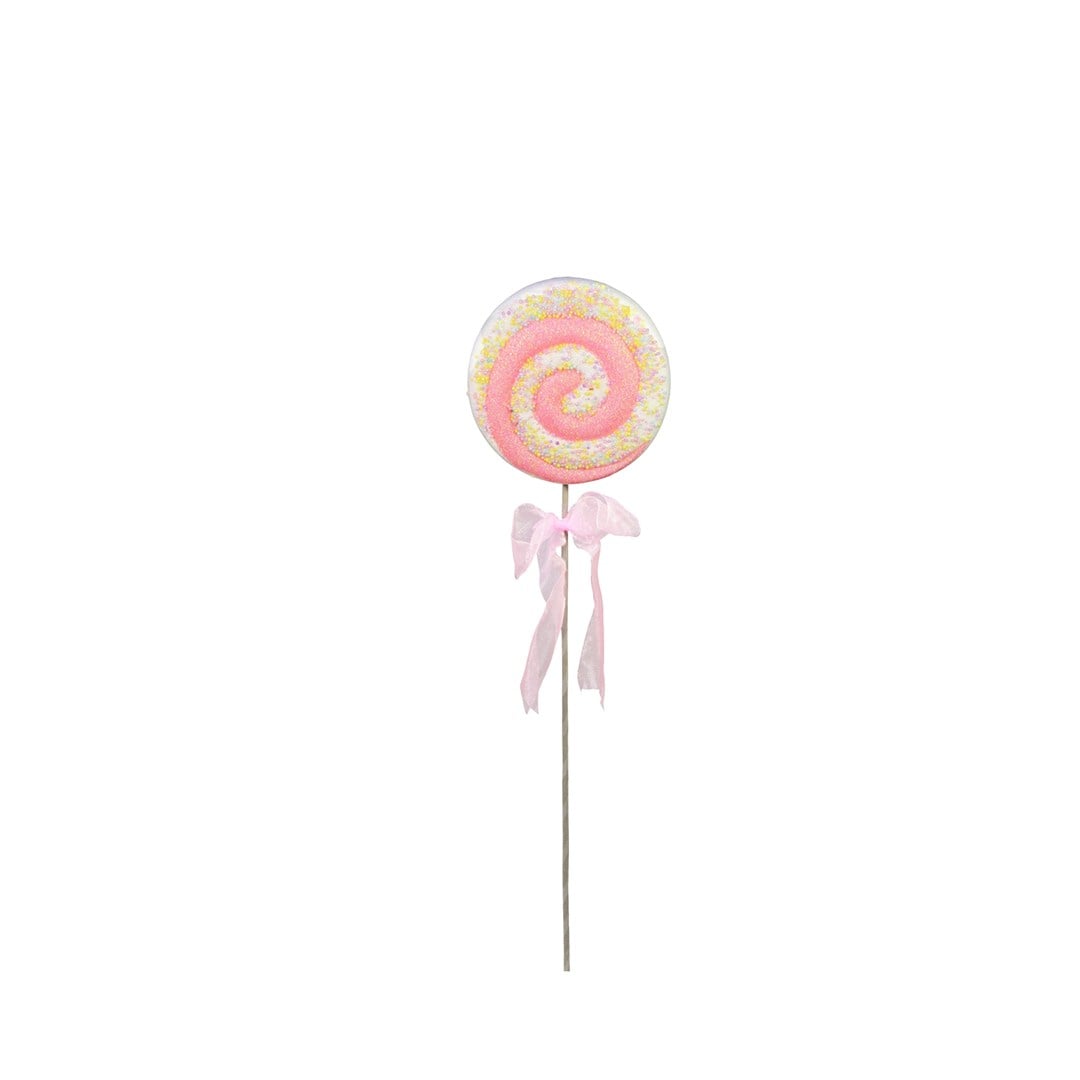 Yılbaşı Süs Simli Lolipop Süs Pembe 40 cm