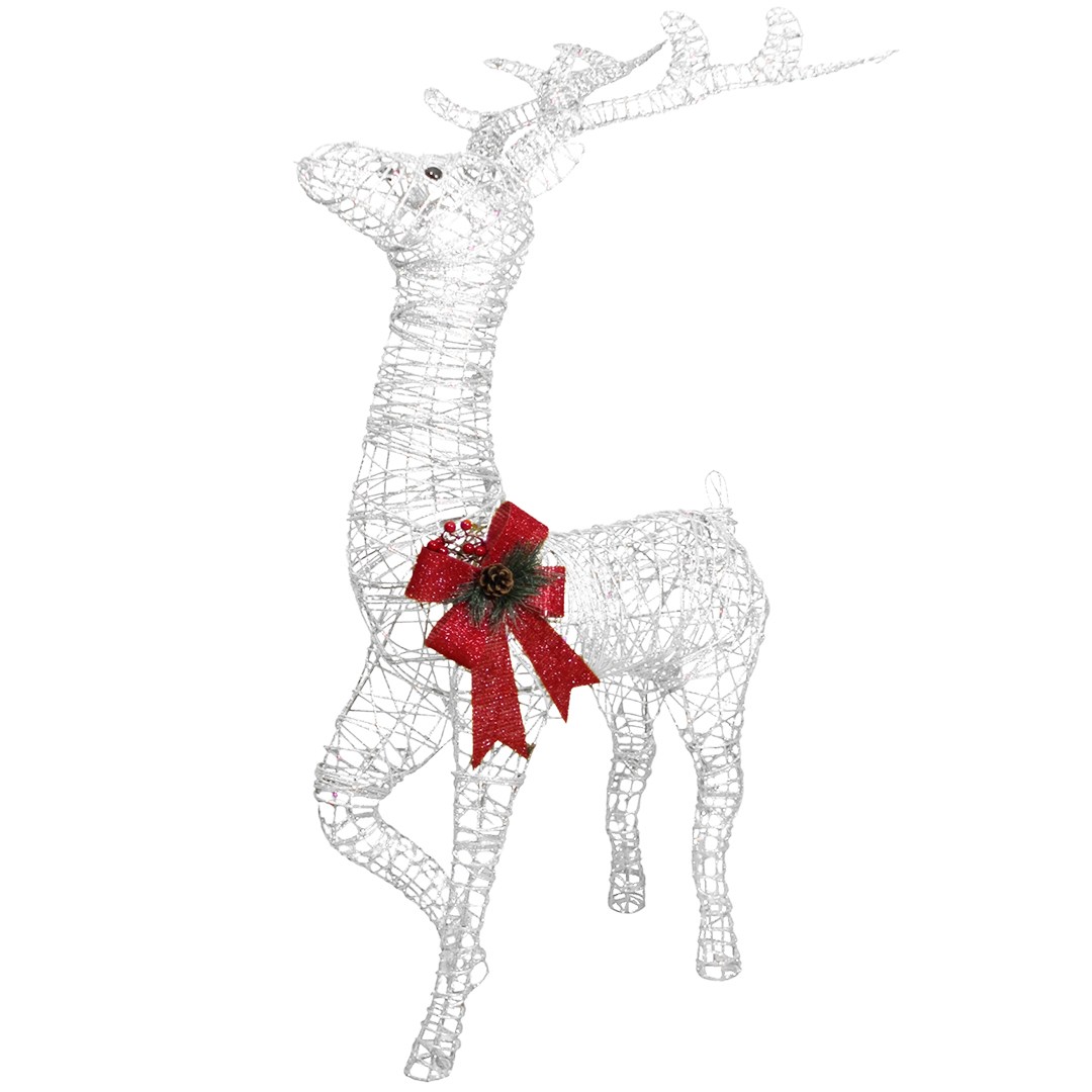 Yılbaşı Süs Simli Tel Geyik Beyaz 110 cm