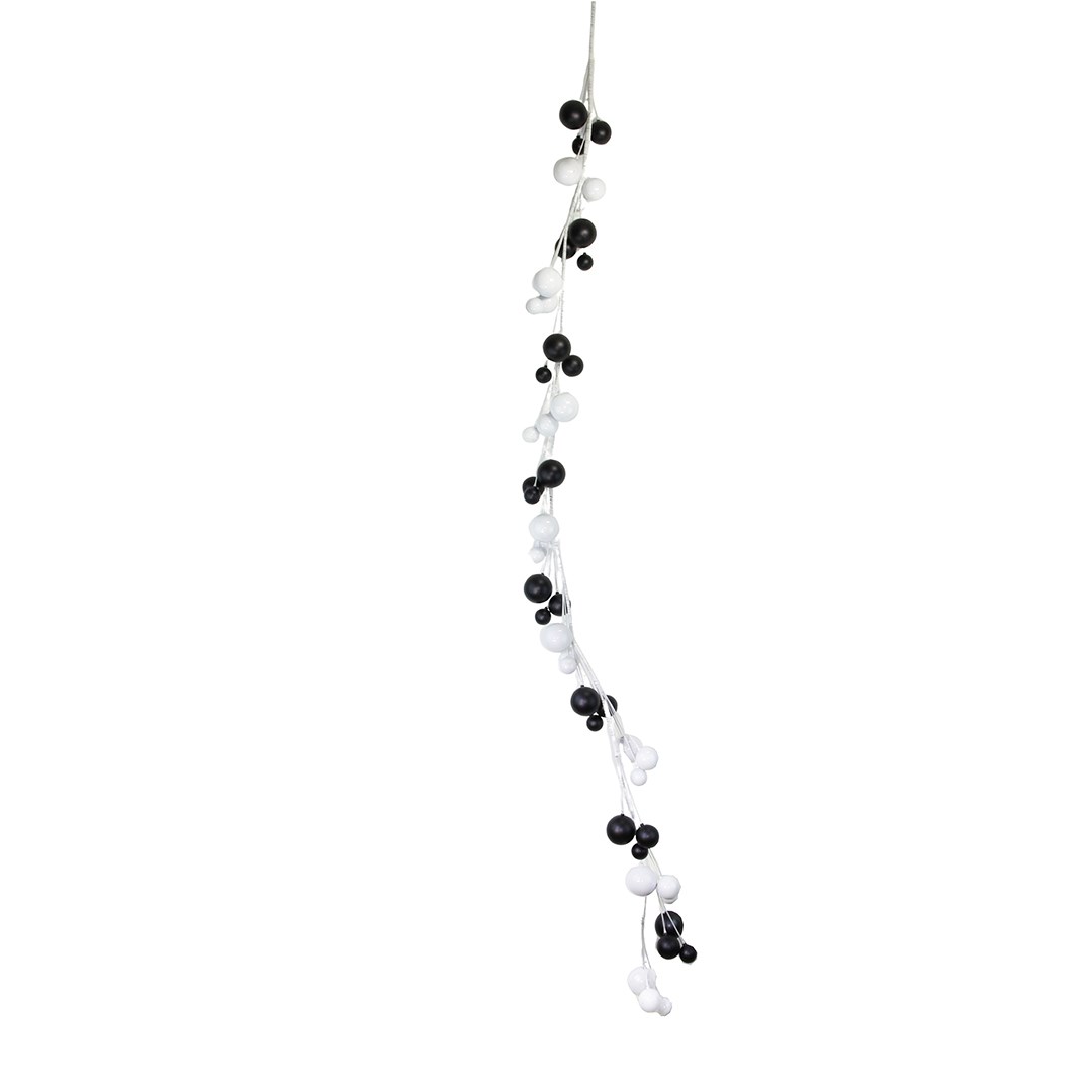 Yılbaşı Süs Top Sarkıt Garland Siyah Beyaz 180 cm