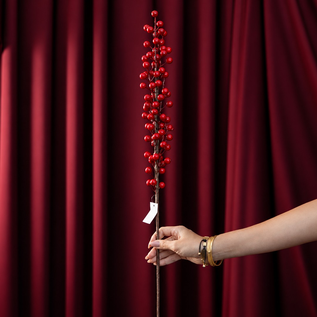 Yılbaşı Süsü Pike Dal Berry (Kokina) Kırmızı 78 cm