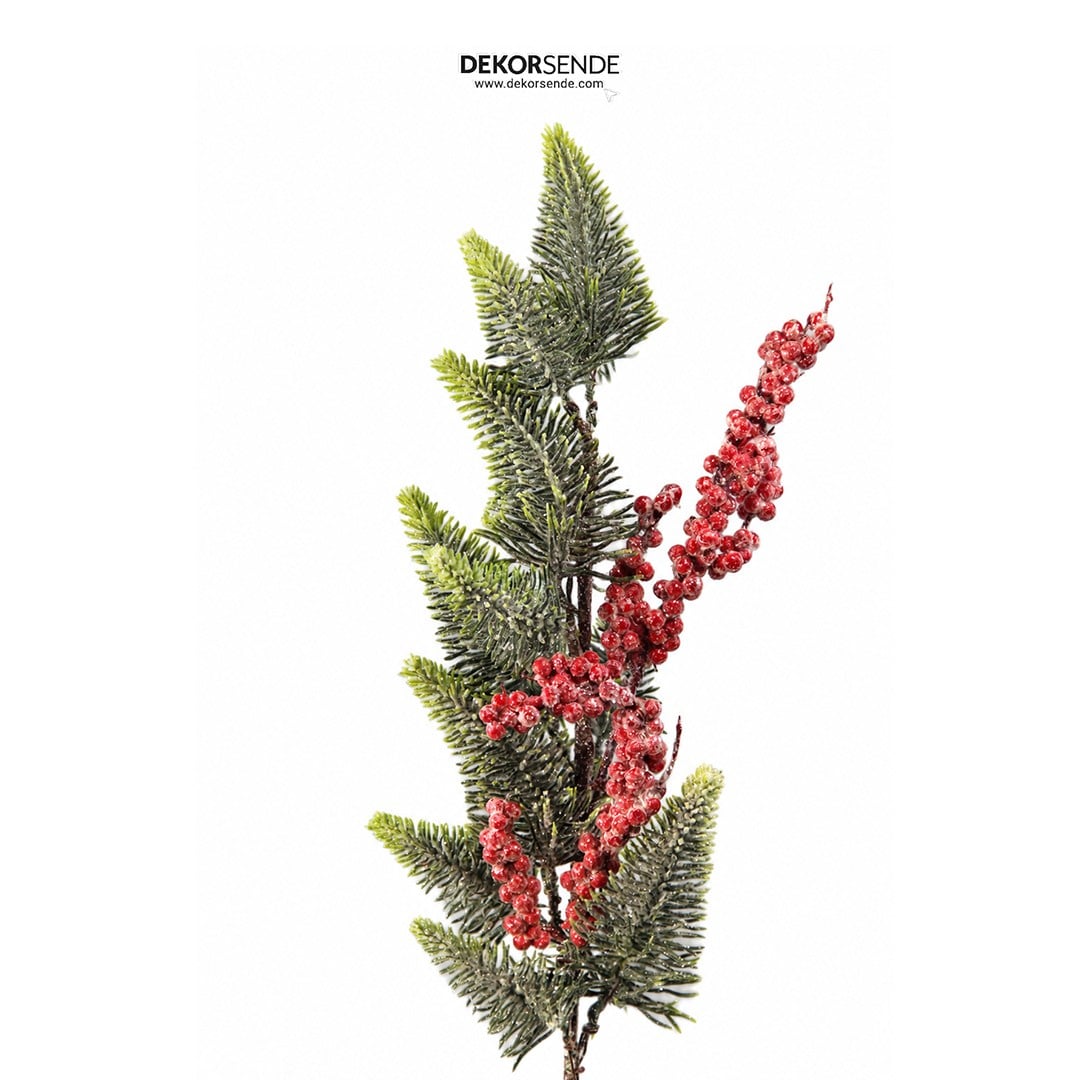 Yılbaşı Süsü Dal Berryli Çam Yeşil Kırmızı 68 cm