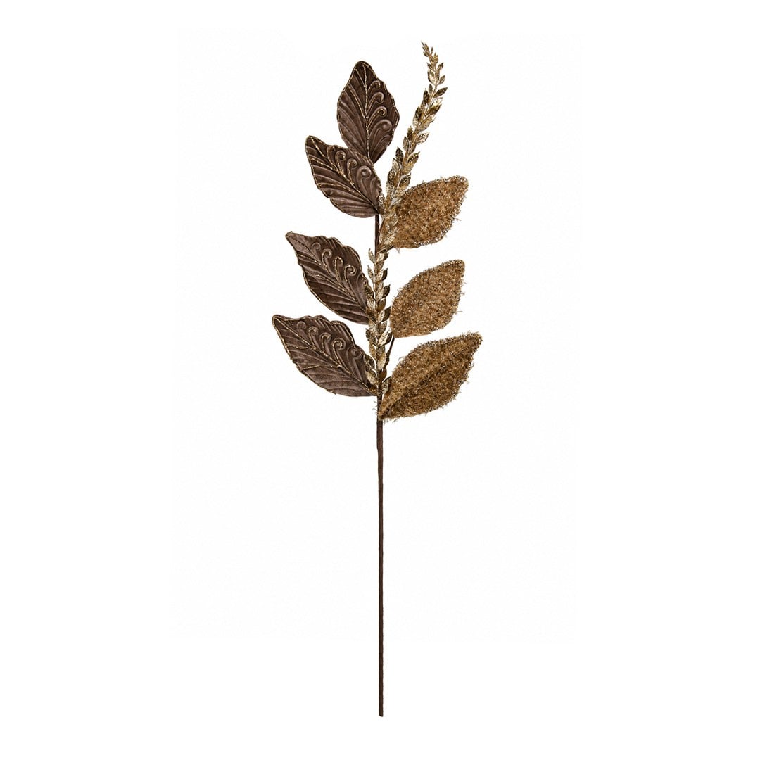 Yılbaşı Süsü Dal Yaprak Desenli Sütlü Kahve 85 cm