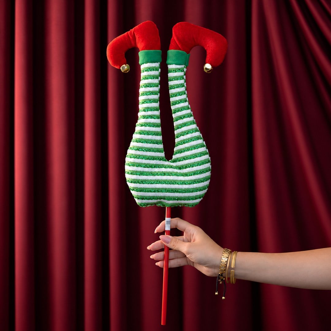 Yılbaşı Süsü Elf Bacakları Yeşil Beyaz 35 cm