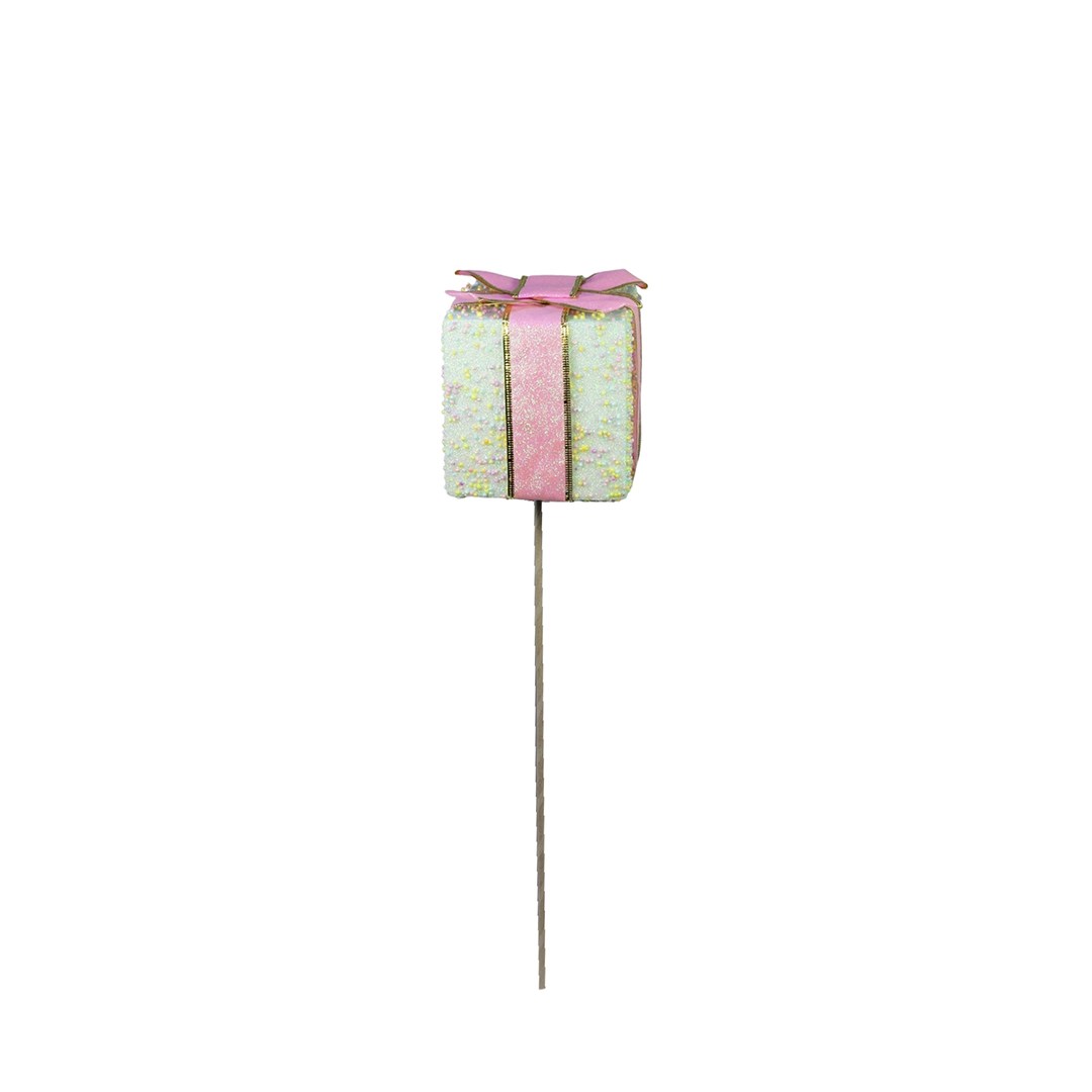 Yılbaşı Süsü Hediye Kutusu Çubuk Yeşil Pembe 40 cm