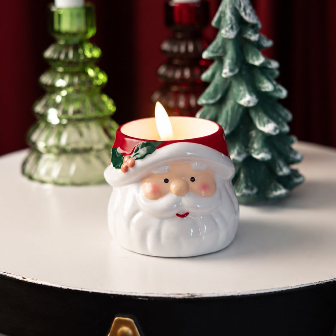 Yılbaşı Pilli Mum Noel Baba Beyaz 10 cm