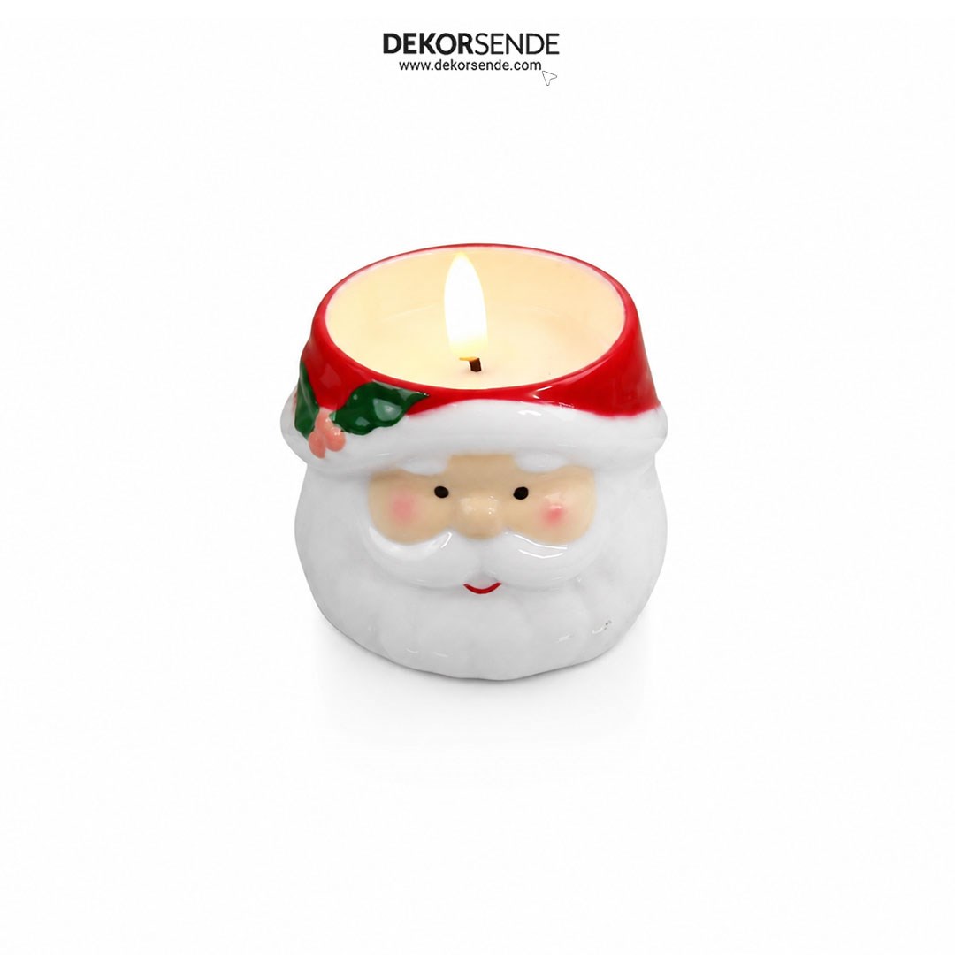 Yılbaşı Süsü Pilli Mum Noel Baba Beyaz 10 cm