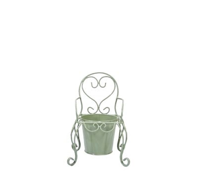 Ferforje Tekli Sandalye Saksı Yeşil