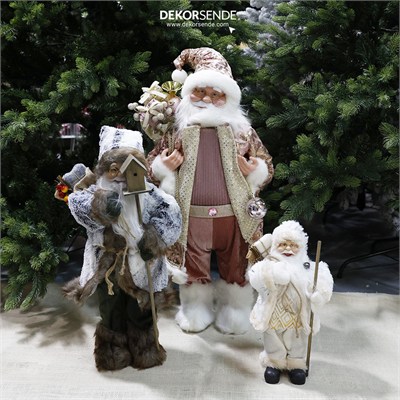 Baklava Desen Noel Baba Beyaz Altın 30 cm