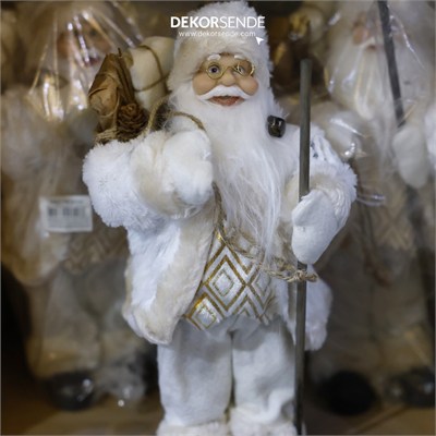 Baklava Desen Noel Baba Beyaz Altın 30 cm