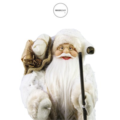 Baklava Desen Noel Baba Beyaz Altın 30 cm