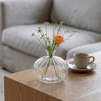 Balkabağı Model Dar Ağızlı Mini Cam Vazo 11 cm
