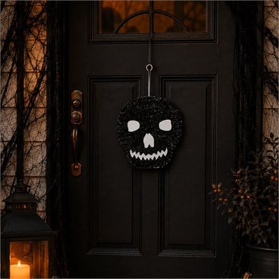 Cadılar Bayramı Süs Kafatası Şerit Siyah 25 cm