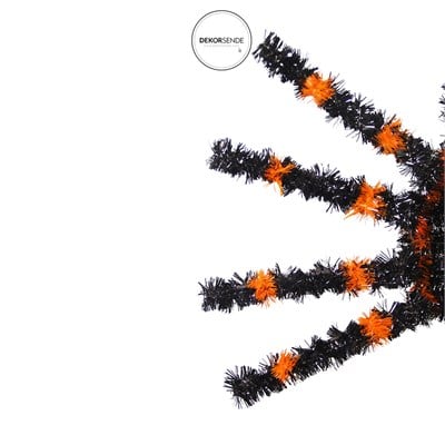 Cadılar Bayramı Süs Simli Örümcek Siyah Turuncu 60 cm