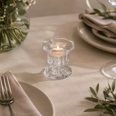 Cam Altıgen Şamdan & Mumluk Şeffaf 6 cm